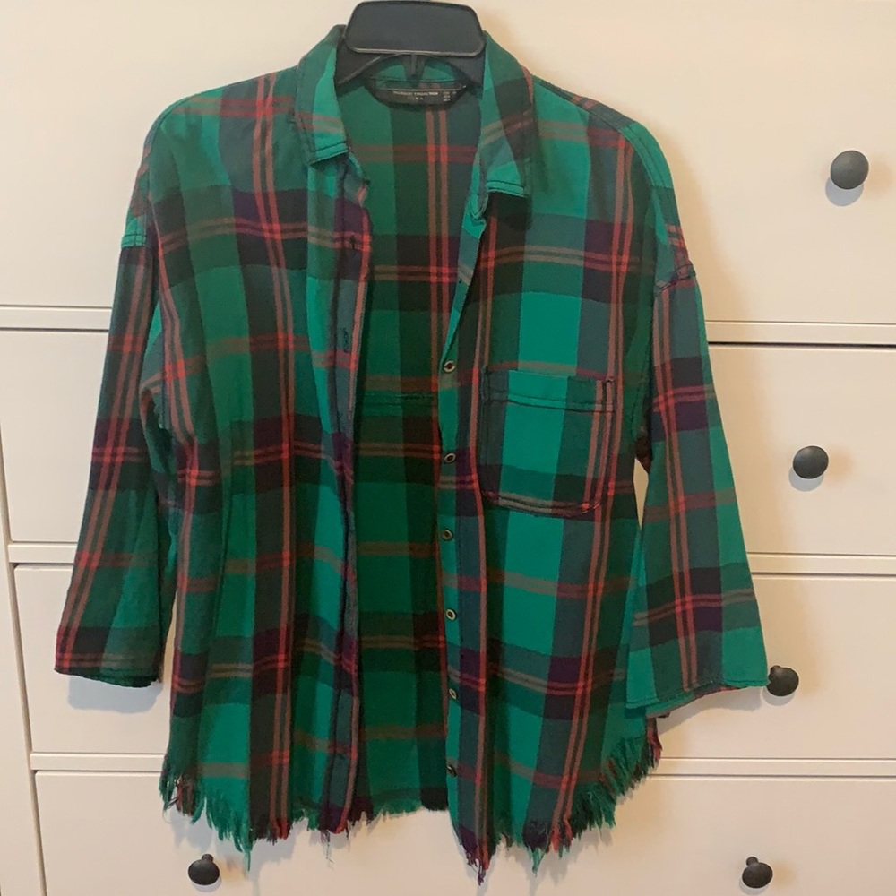 Zara flannel shirt with frayed edges